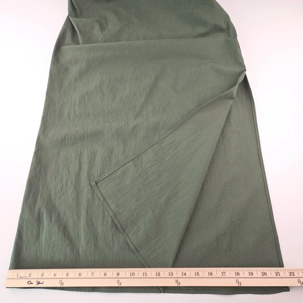 Abercrombie & Fitch Green Asymmetrical Ruched Maxi Dress Olive Large  NWT $110